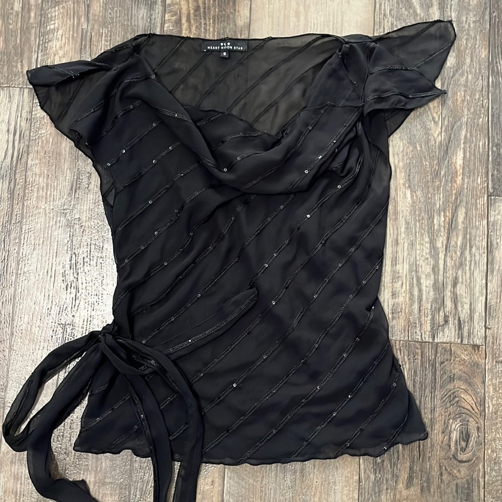 🔥Heart Moon Star Mesh Black Top Fairy Elegant🔥